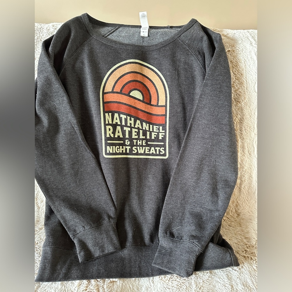 Black Crewneck Sweater with Retro Graphic Design